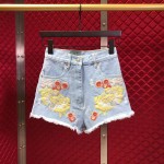 Gucci Embroidered denim short 502779