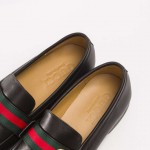 Gucci Leather loafer with GG Web black 428609