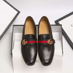 Gucci Leather loafer with GG Web black 428609