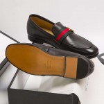 Gucci Leather loafer with GG Web black 428609