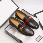 Gucci Leather loafer with GG Web black 428609