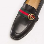 Gucci Leather loafer with GG Web black 428609