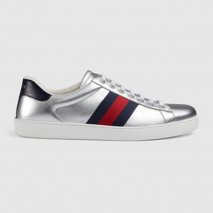 Gucci Ace leather sneaker silver ‎386750 B8VM0