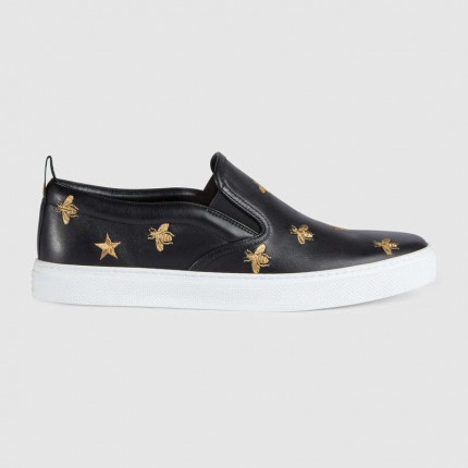 Gucci Leather slip-on sneaker with bees 407364