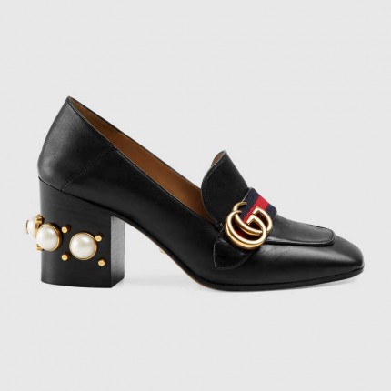 Gucci Leather mid-heel loafer black 425943