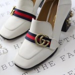 Gucci Leather mid-heel loafer white 425943