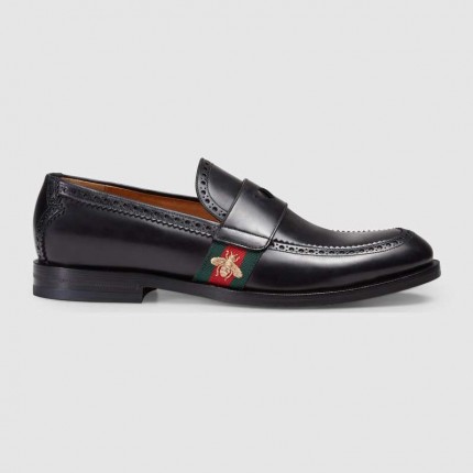 Gucci Leather loafer with Web 450990