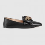 Gucci Leather ballet flat with bow black 505291