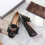 Gucci Leather ballet flat with bow black 505291