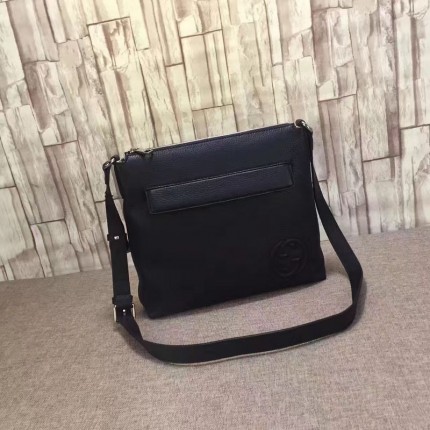 Gucci Black Leather Messenger Bag 322059