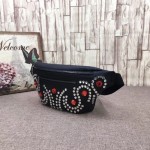 Gucci Leather belt bag with crystals black 484683