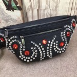 Gucci Leather belt bag with crystals black 484683