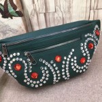 Gucci Leather belt bag with crystals green 484683