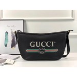 Gucci Print half-moon hobo bag black 523588