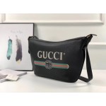 Gucci Print half-moon hobo bag black 523588