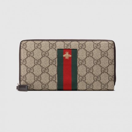 Gucci Web GG Supreme zip around wallet beige 408831