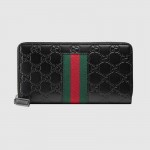 Gucci Gucci Signature Web zip around wallet black 408831