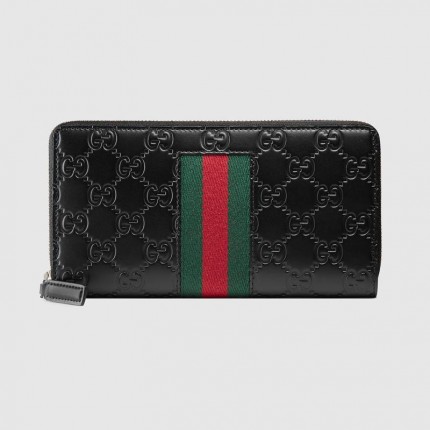 Gucci Gucci Signature Web zip around wallet black 408831