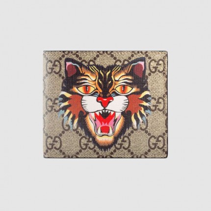 Gucci Angry Cat print GG Supreme wallet 451268