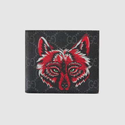 Gucci GG Supreme wallet with wolf beige 451268