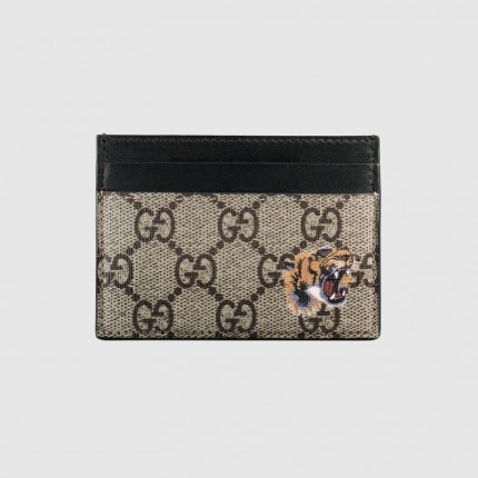 Gucci Tiger print GG Supreme card case 451277