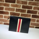 Gucci Gucci stripe leather pouch black 475316