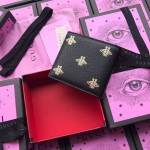 Gucci Bee Star leather bi-fold wallet black 495055