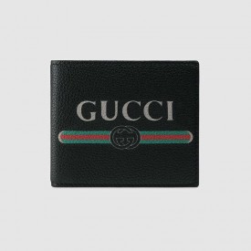 Gucci Print leather bi-fold wallet black 496309