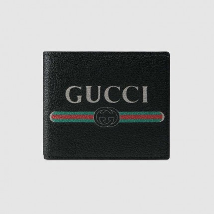 Gucci Print leather bi-fold wallet black 496309