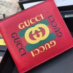 Gucci Print leather bi-fold wallet red 496309