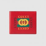 Gucci Print leather bi-fold wallet red 496309