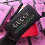 Gucci Print leather zip around wallet black 496317