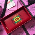 Gucci Print leather zip around wallet red 496317