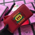 Gucci Print leather zip around wallet red 496317