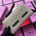 Gucci Print leather zip around wallet white 496317