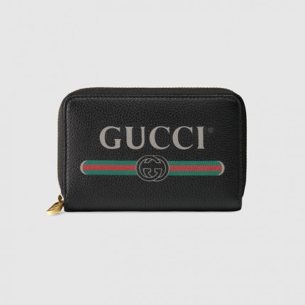 Gucci Print leather card case black 496319