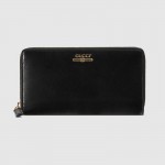 Gucci Leather zip around wallet with Gucci logo black 547591