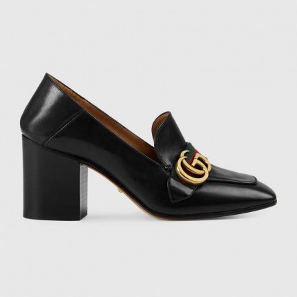 Gucci Leather mid-heel loafer black 423535