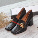 Gucci Leather mid-heel loafer black 423535