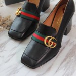 Gucci Leather mid-heel loafer black 423535