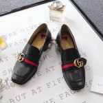 Gucci Leather mid-heel loafer black 423559