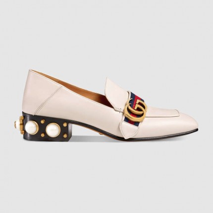 Gucci Leather mid-heel loafer white 423559