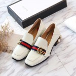 Gucci Leather mid-heel loafer white 423559