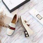 Gucci Leather mid-heel loafer white 423559