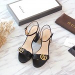 Gucci Leather mid-heel sandal black 453379