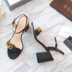 Gucci Leather mid-heel sandal black 453379