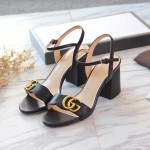 Gucci Leather mid-heel sandal black 453379