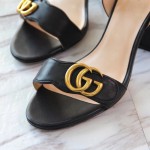 Gucci Leather mid-heel sandal black 453379