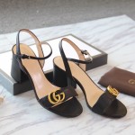 Gucci Leather mid-heel sandal black 453379