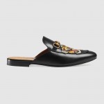 Gucci Princetown embroidered slipper black 457135